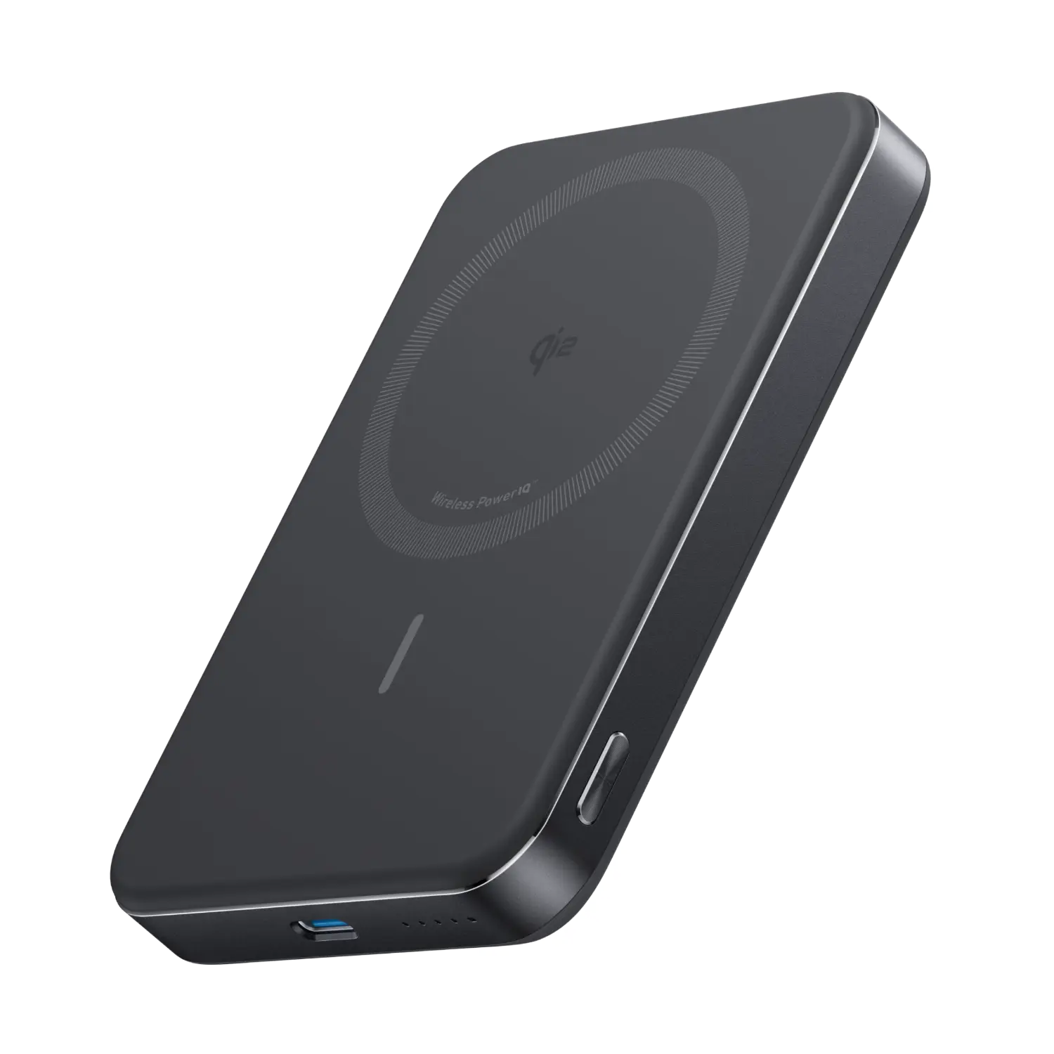 Anker MagGo Power Bank 10K Slim, a thin black magnetic power bank