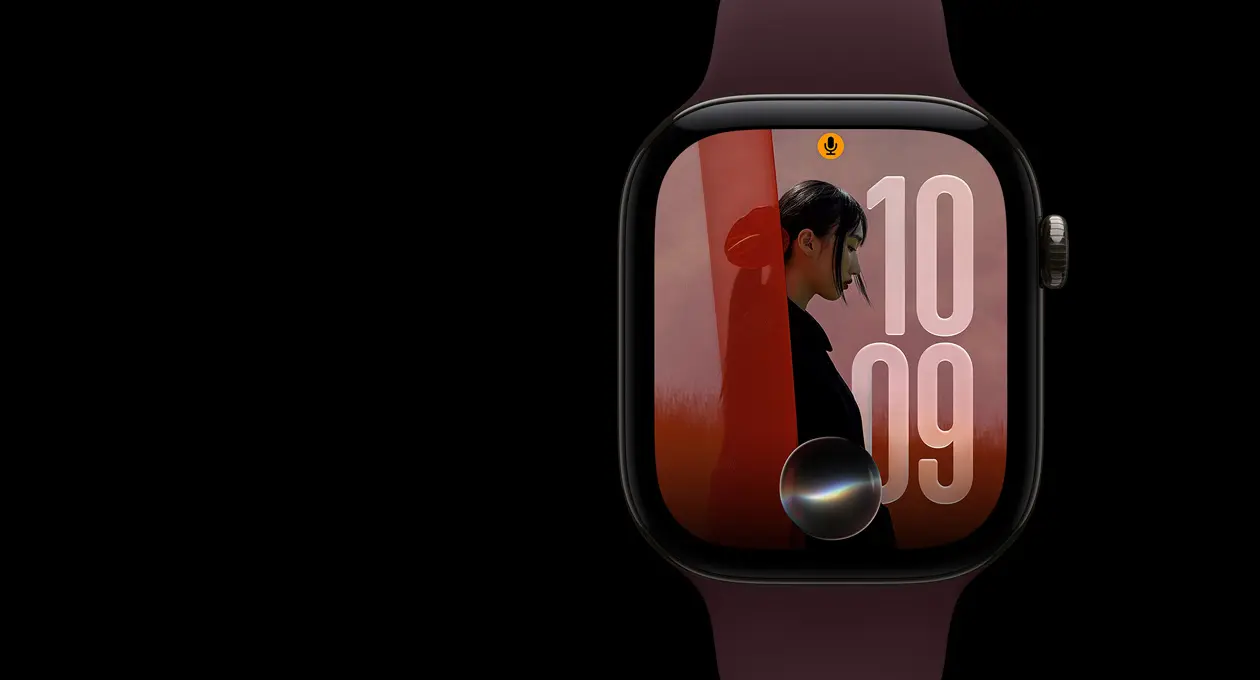 Apple Watch showing the Siri glow on a watch face