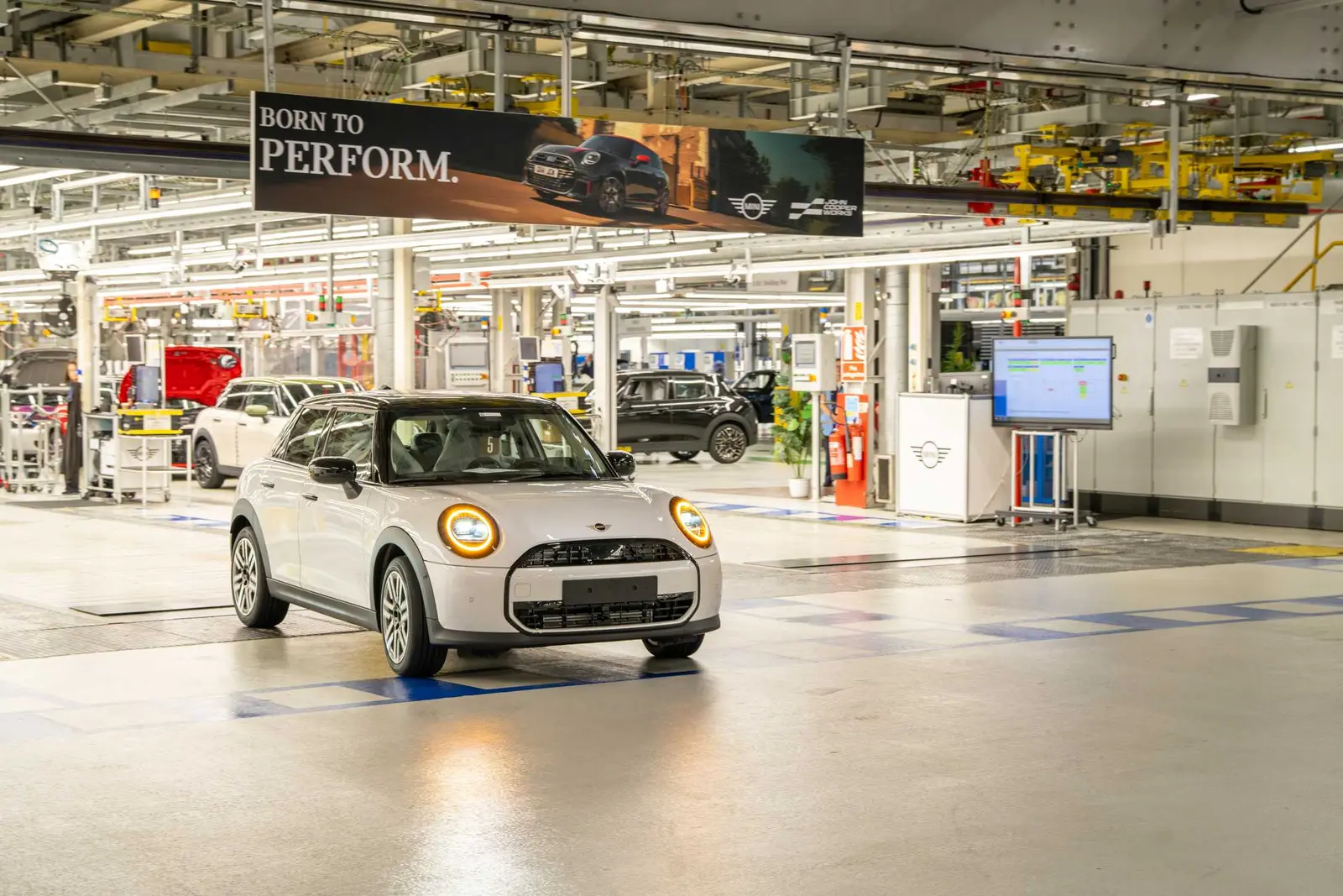 MINI car being moved through MINI Plant Oxford by Automated Driving In-Plant