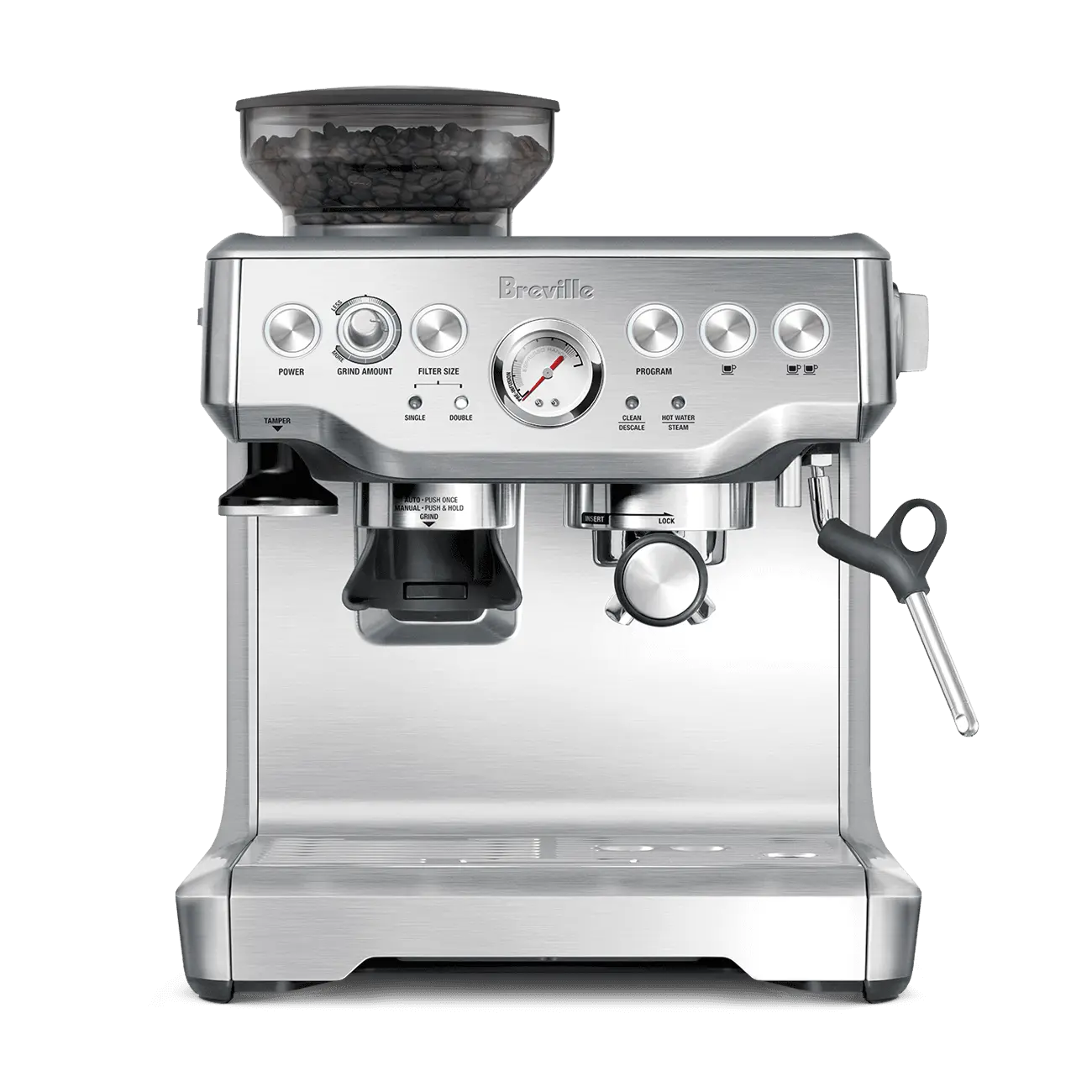 Breville Barista Express espresso machine with built-in grinder