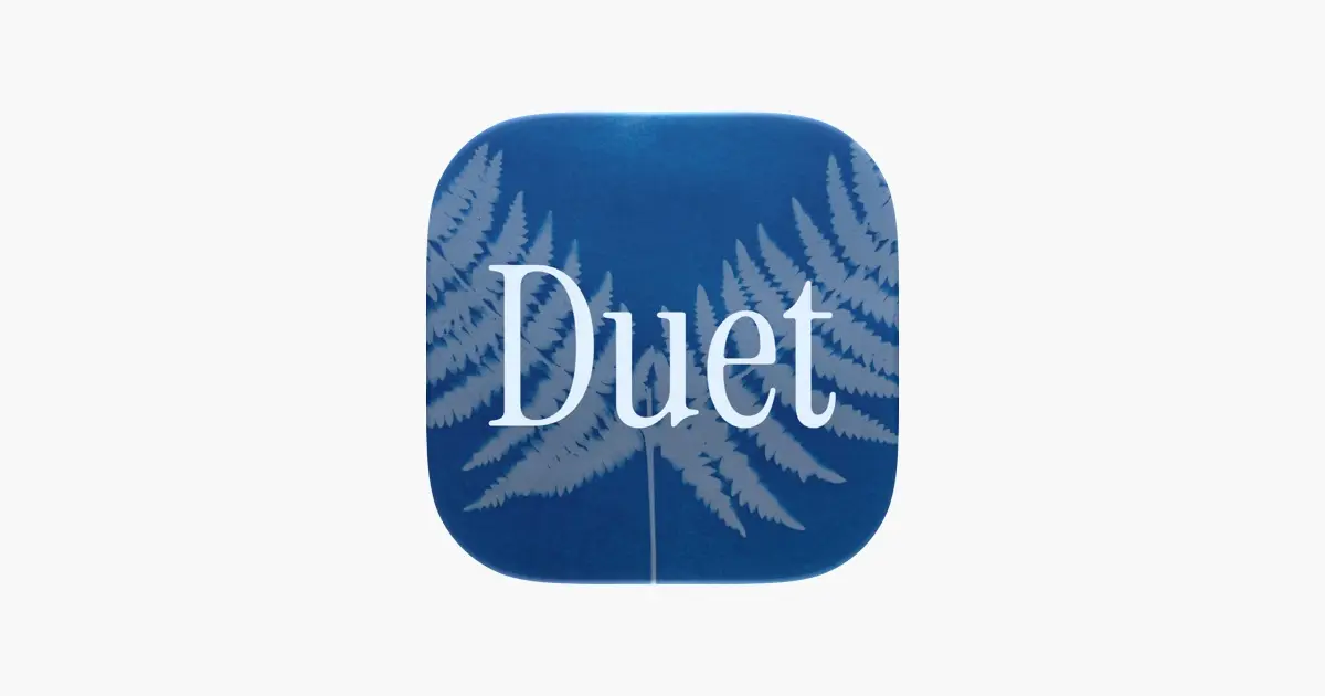 Duet PDF Reader app icon with a fern on a blue background