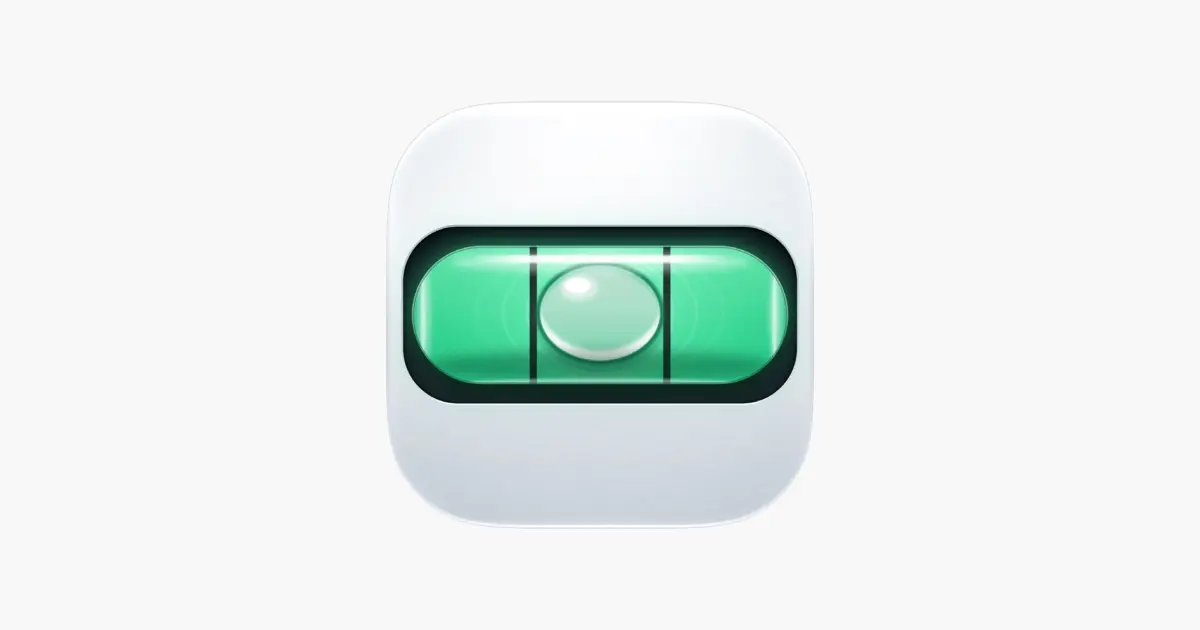 App icon of DumbLevel, a green bubble level vial on a white rounded square