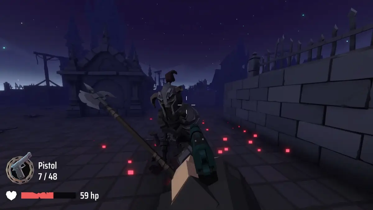 Evil Timefall screenshot showing first-person combat in a medieval level