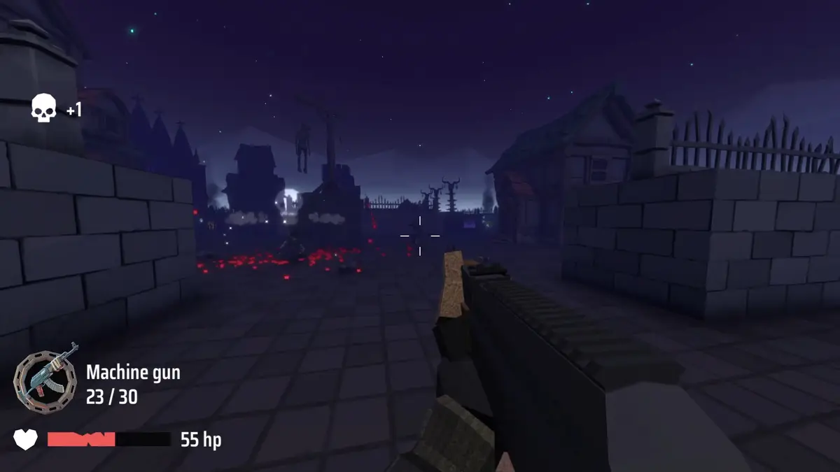 Evil Timefall screenshot showing a weapon and enemies up close