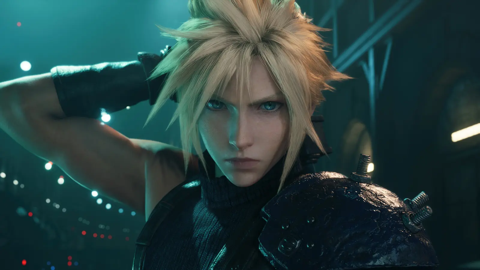Cloud Strife in a close-up scene from Final Fantasy VII Remake Intergrade