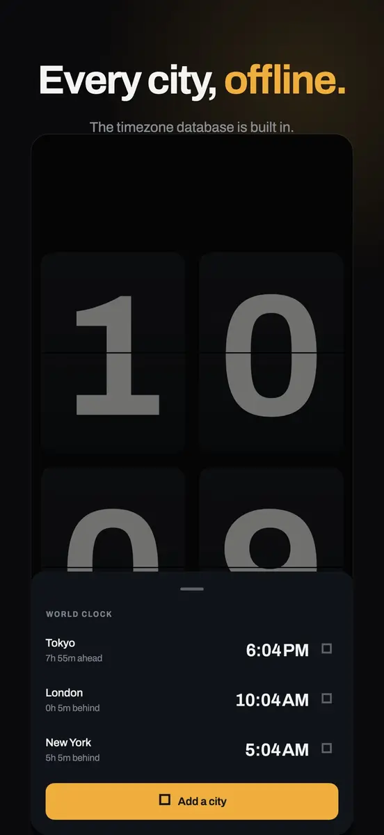 도쿄, 런던, 뉴욕을 보여 주는 Flip Clock 세계 시계