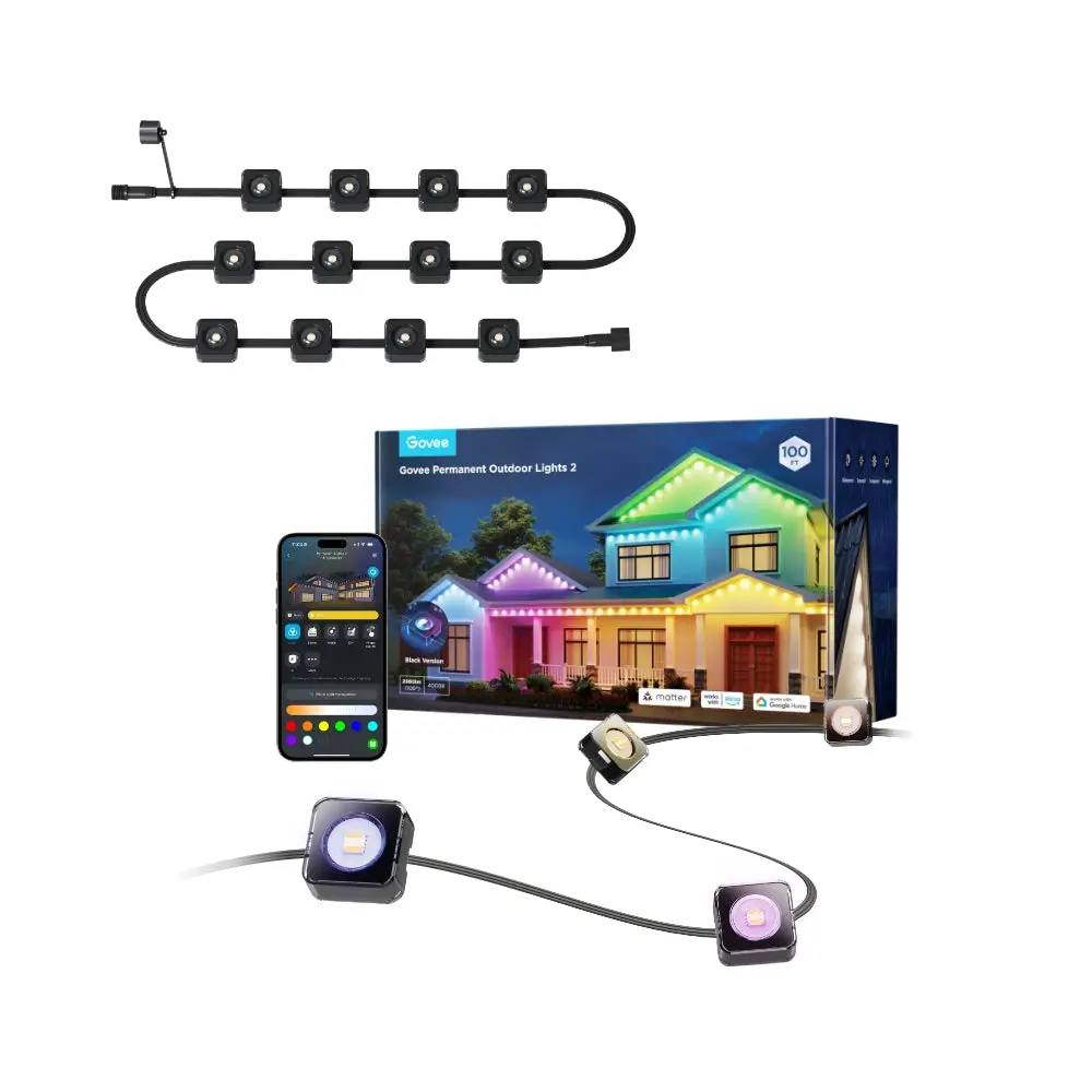 Govee Permanent Outdoor Lights 2 kit with light string, box and app