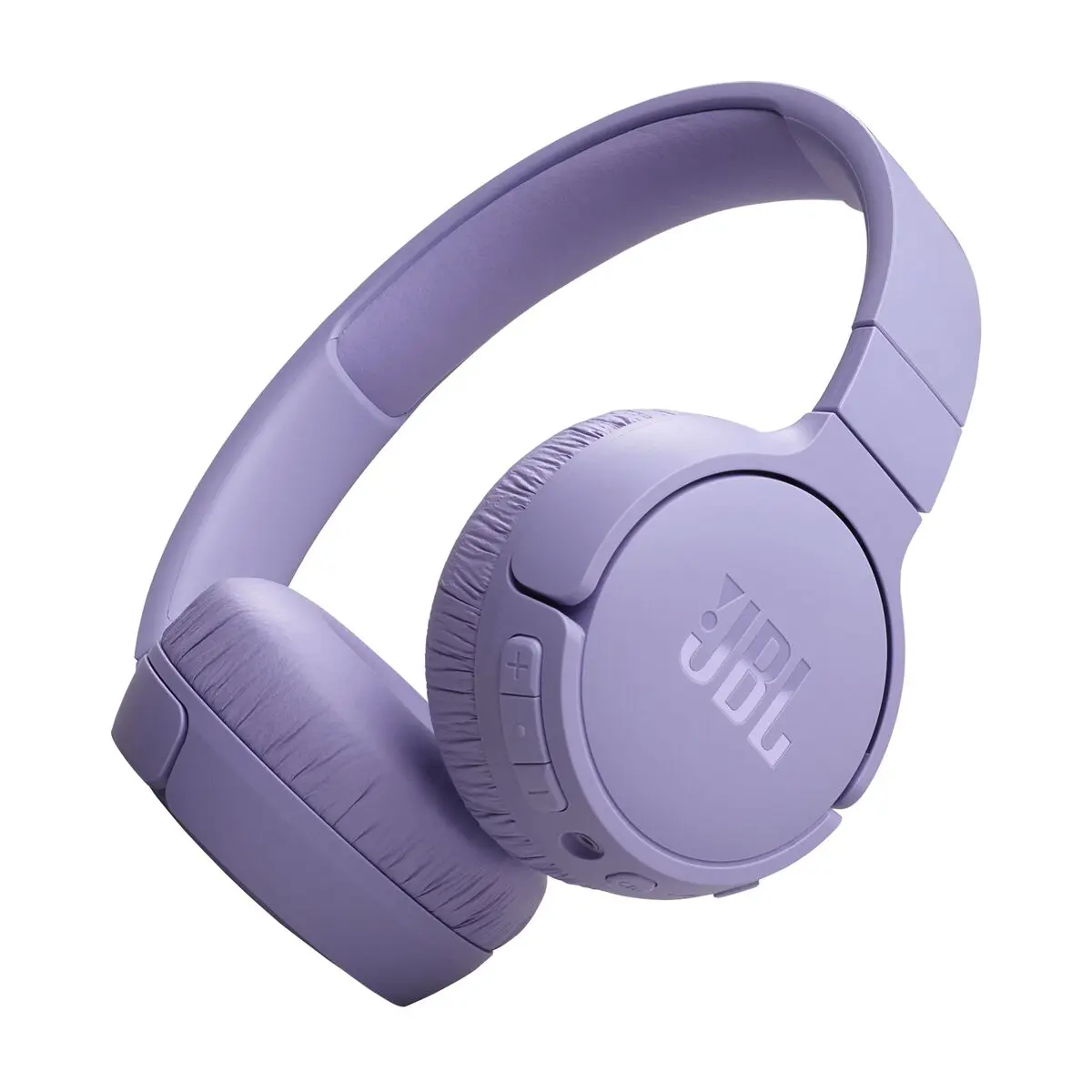 Purple JBL Tune 670NC on ear headphones shown at an angle