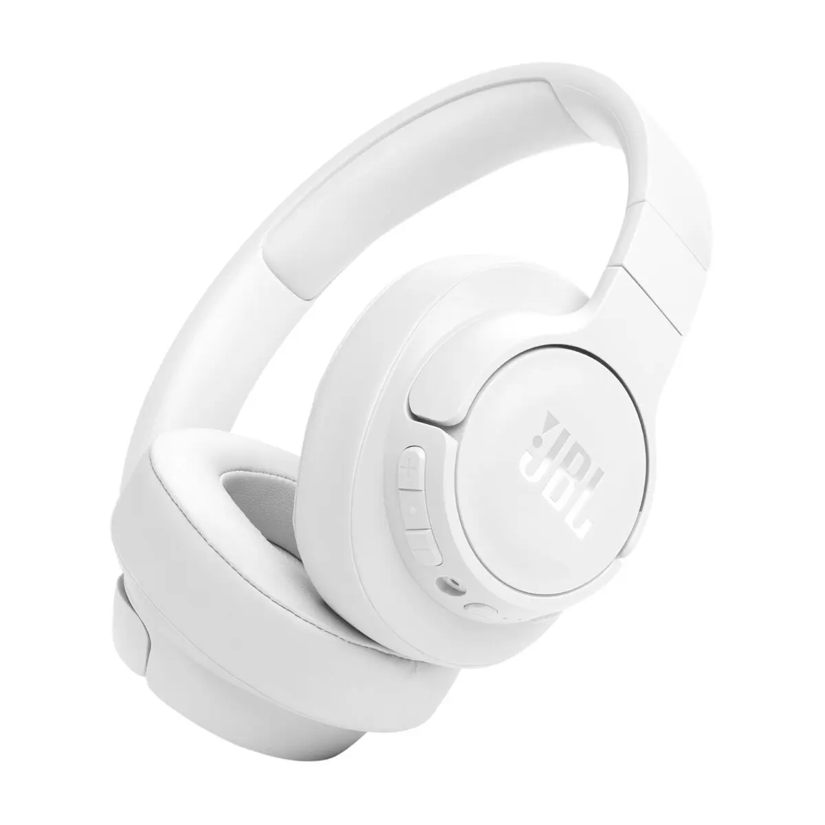 White JBL Tune 770NC over ear headphones shown at an angle