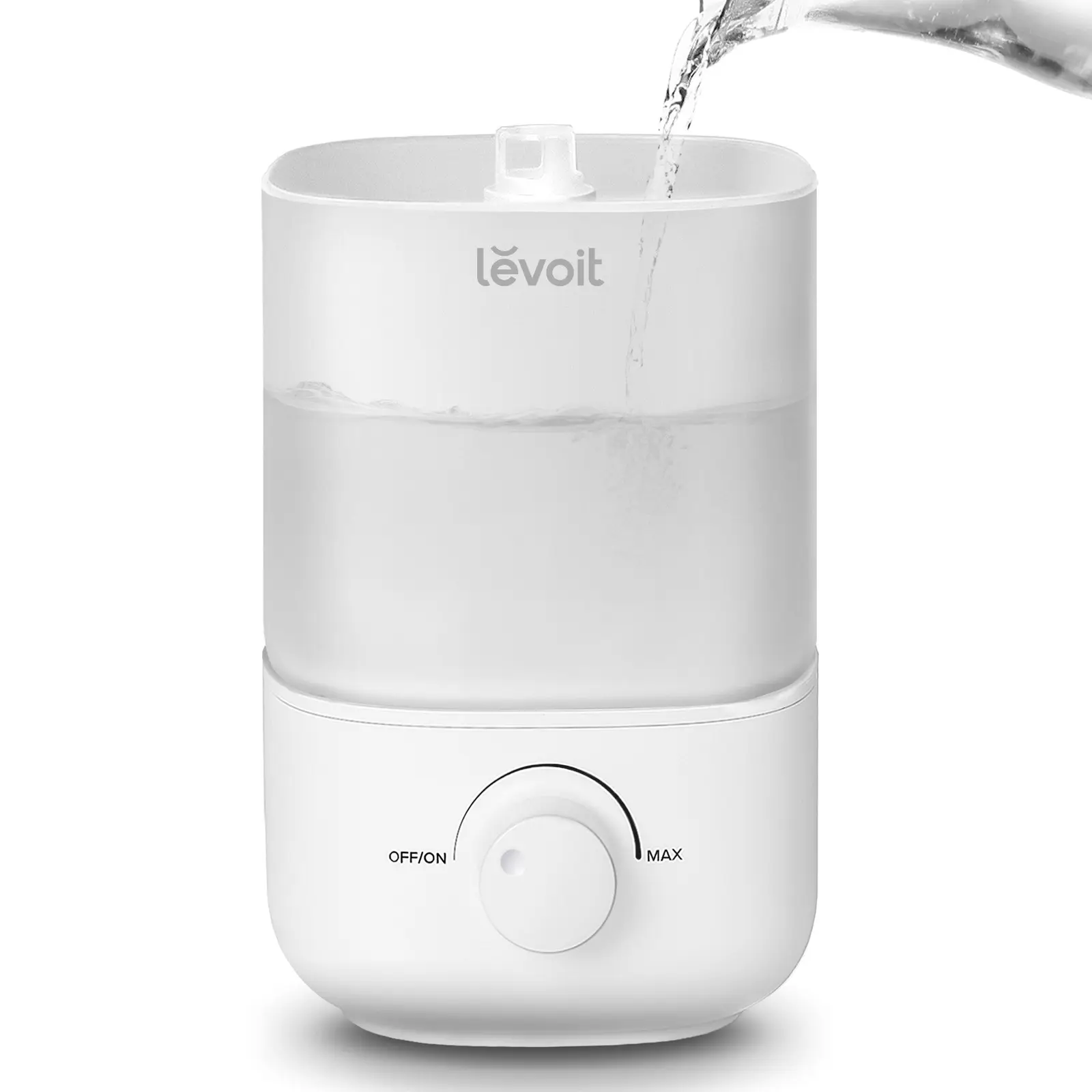 White Levoit Classic 160 humidifier being filled with water from the top