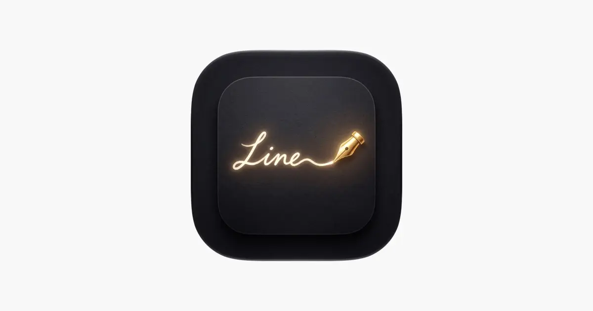 Linejots app icon with a glowing pen writing the word Line