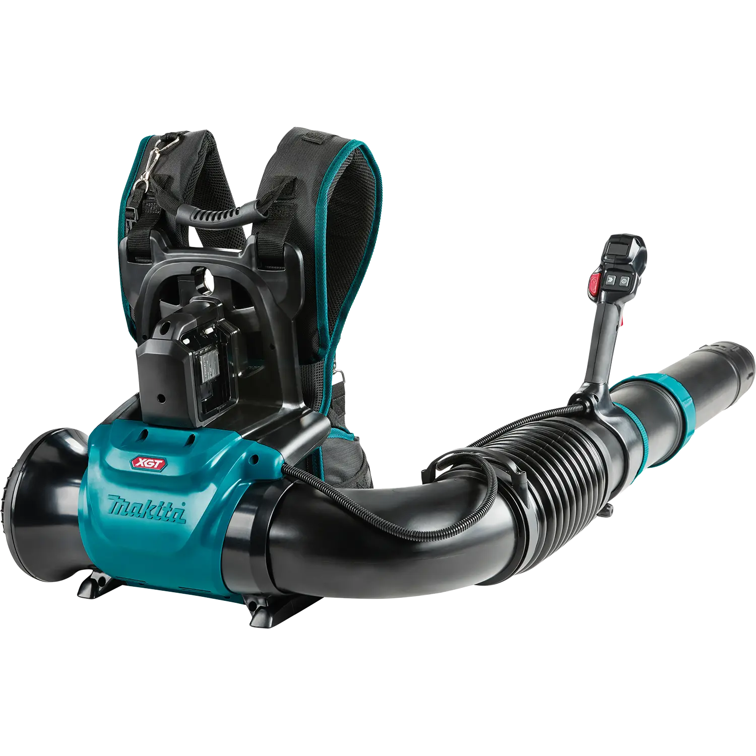 Cordless backpack blower and chain saw on a landscaping job