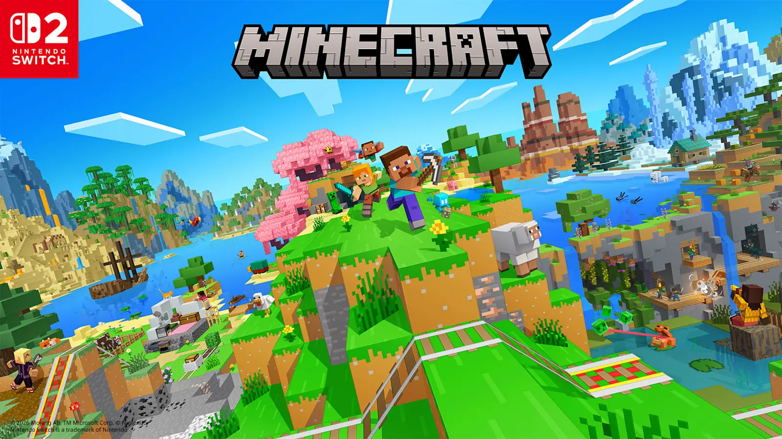 Official Minecraft key art for Nintendo Switch 2 with the Switch 2 logo