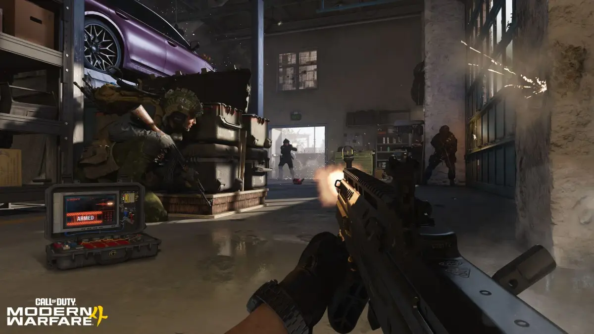 Official screenshot of the new Collateral mode with an operator firing near a bomb case