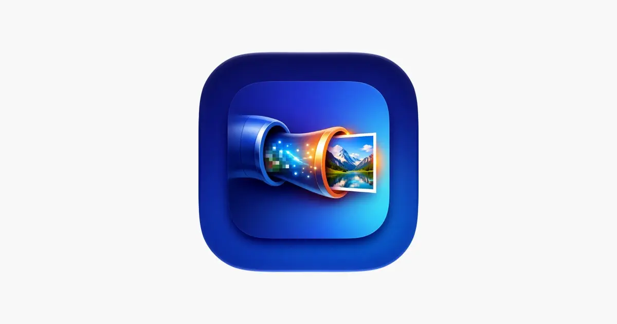 Icône de l'application Pixpipe montrant une photo qui traverse un tuyau