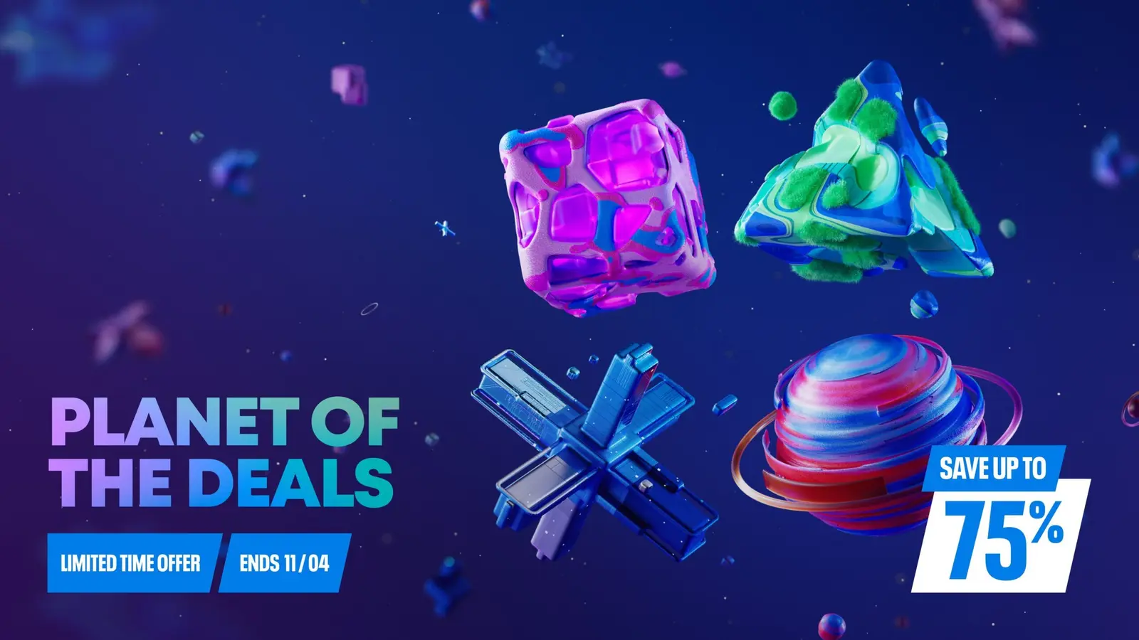 Planet of the Deals 宣传图，画面有 PlayStation 符号