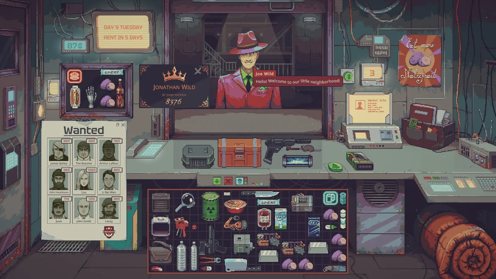 Person playing a PC game at a desk with a monitor