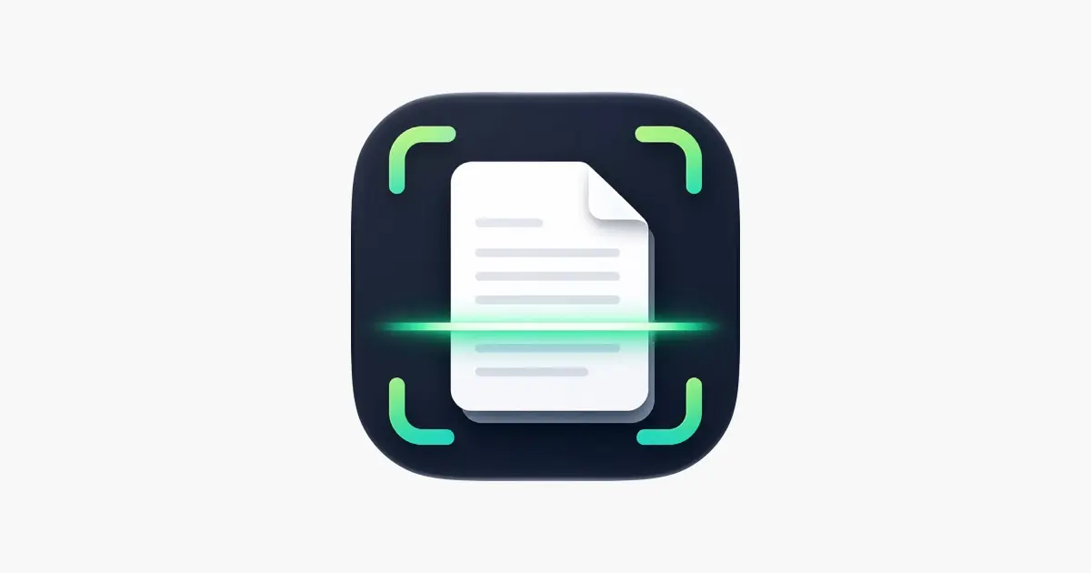 ScanKit app icon, a document page inside green scanning corner marks on a dark tile