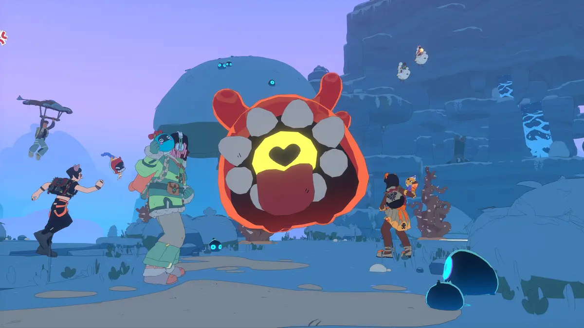 Players relax together on a floating sky village in Spirit Crossing