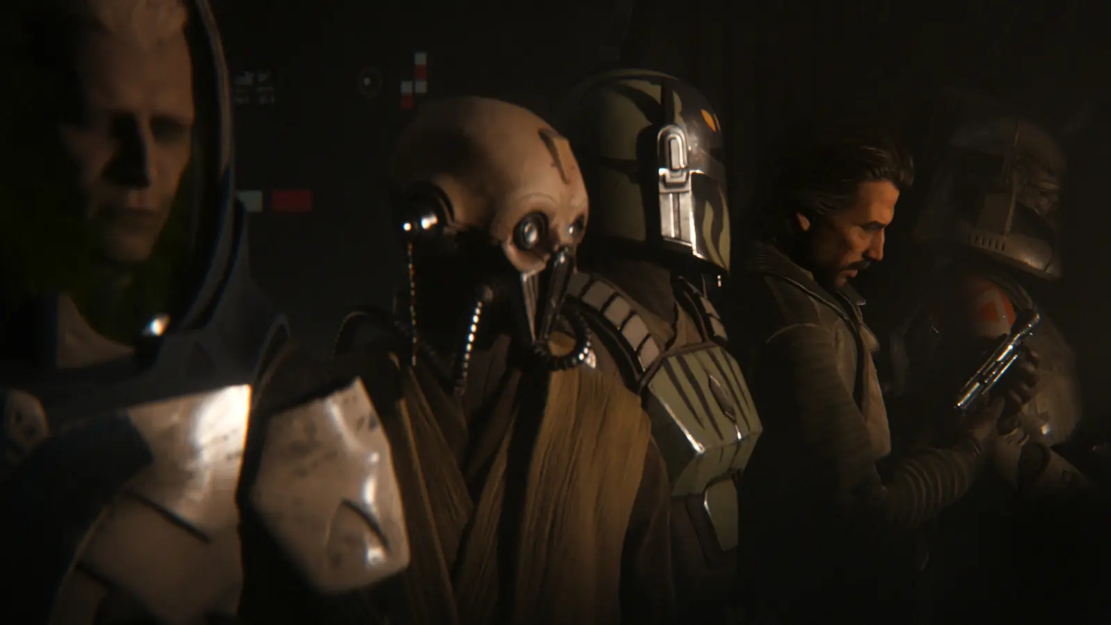Members of Zero Company standing in a line in Star Wars Zero Company