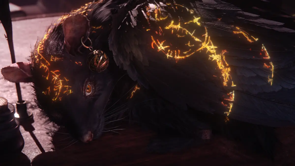 Official Nintendo artwork: a dark rat marked with glowing orange runes