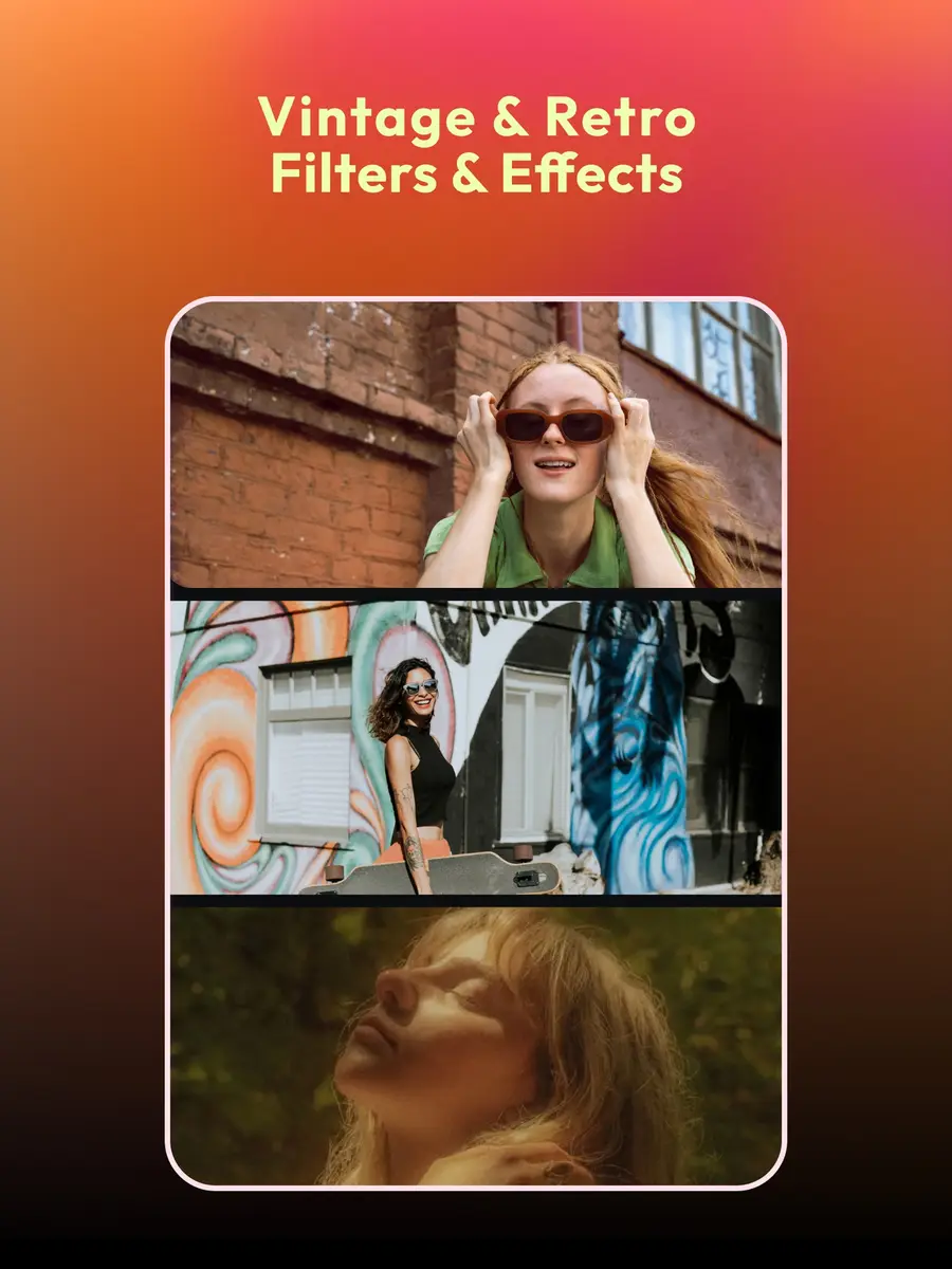 Clips edited with vintage and retro filters in TrackCut