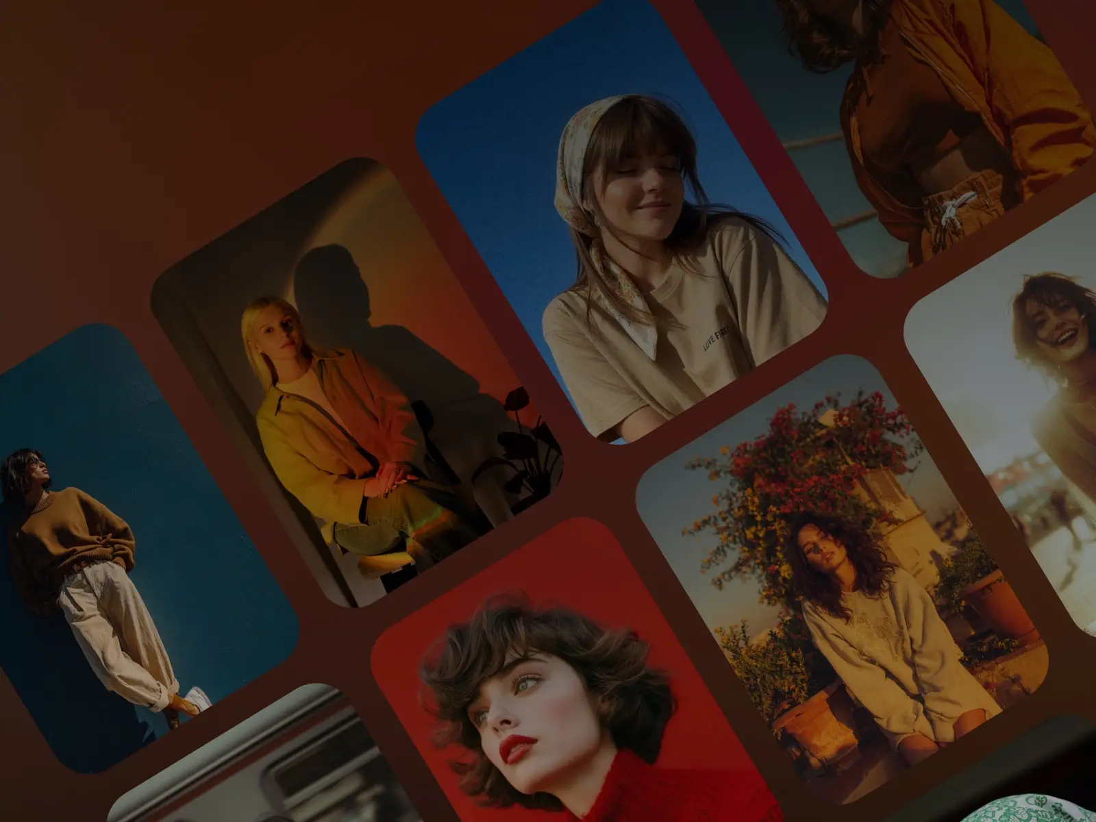 TrackCut app artwork showing a grid of edited portrait video clips
