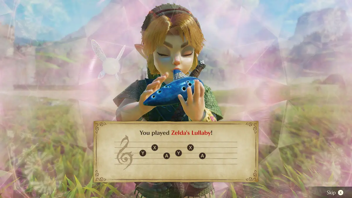 Link playing Zelda's Lullaby on the ocarina