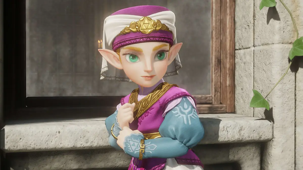 Young Princess Zelda by a castle window